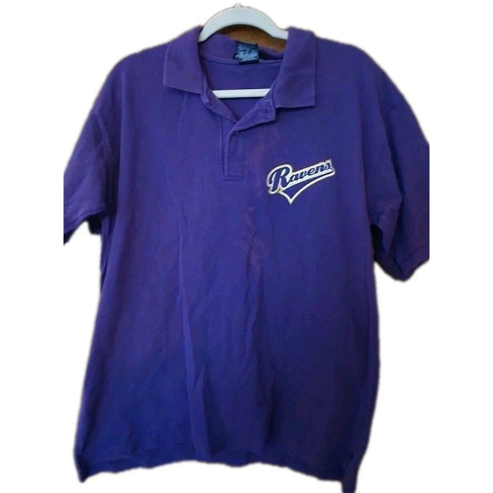 Vintage NFL Baltimore Ravens Purple Polo Shirt Size Large